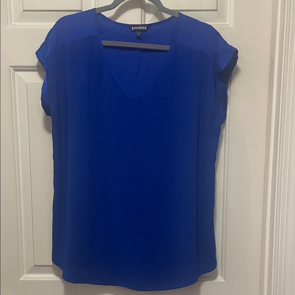 Express Women's Royal Blue V-Neck Blouse